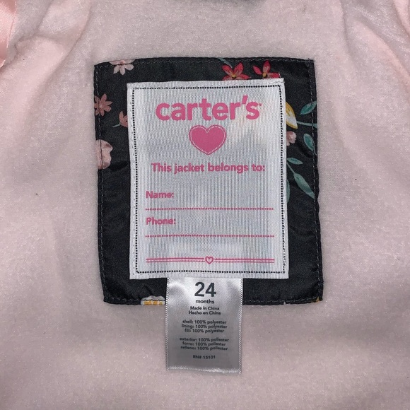 NWT Carter’s Floral Puffer Jacket (Girl 24 month) - Picture 5 of 6